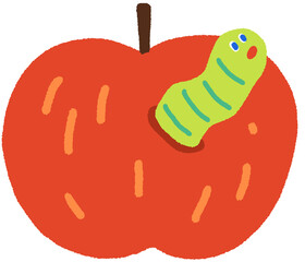 red apple with larva