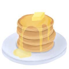 Illustrator of pancake top with honey and butter