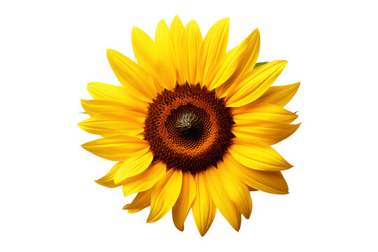 Yellow and brown sunflower isolated on a transparent background, Generative AI