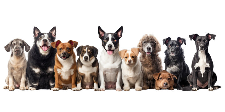 Group Of Dogs Isolated On White Background