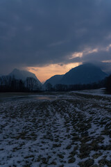 Winter landscape near village Bovec, Triglavski national park, Slovenia