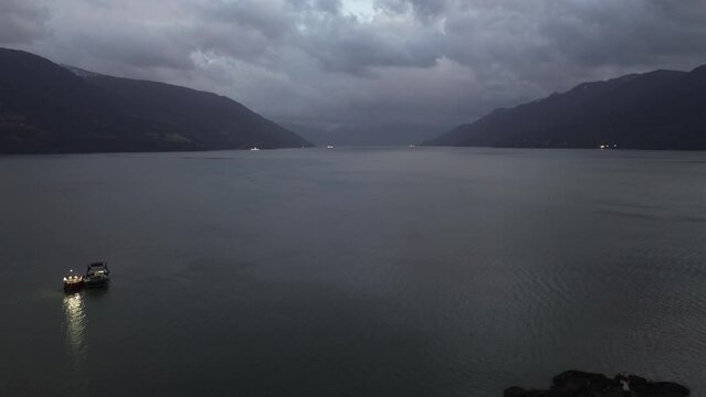 view of fjord and forests in the south of chile
