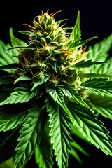 Marijuana hemp (Cannabis sativa or Cannabis indica) plant realistic illustration.