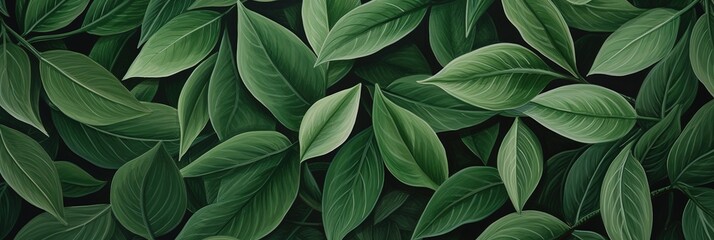 banner nature style template green background, exotic tropical wall with green leaves , abstract floral pattern green foliage interweaving.