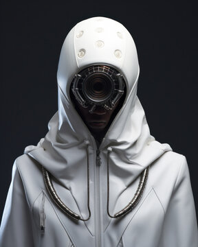 Portrait of Weird Alien Robot Humanoid. Generative AI