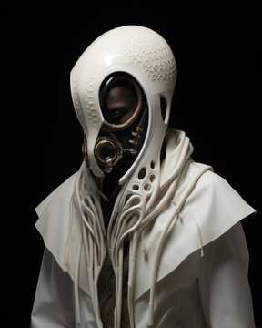 Portrait of Weird Alien Robot Humanoid. Generative AI