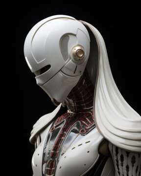 Portrait of Weird Alien Robot Humanoid. Generative AI