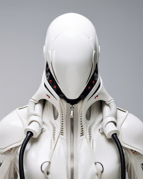 Portrait of Weird Alien Robot Humanoid. Generative AI