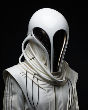 Portrait of Weird Alien Robot Humanoid. Generative AI