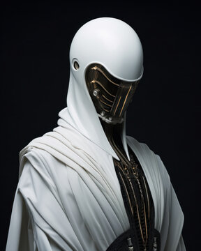 Portrait of Weird Alien Robot Humanoid. Generative AI