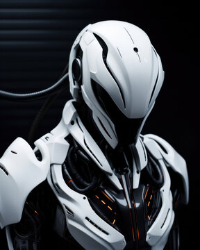 Portrait of Weird Alien Robot Humanoid. Generative AI