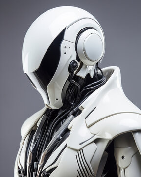 Portrait of Weird Alien Robot Humanoid. Generative AI