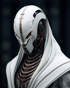 Portrait of Weird Alien Robot Humanoid. Generative AI