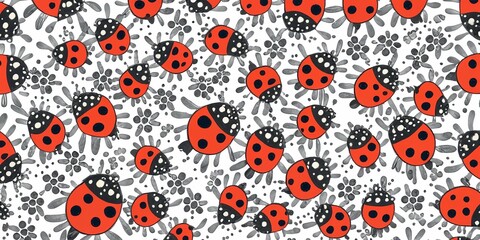 Fototapeta premium seamless pattern with ladybugs