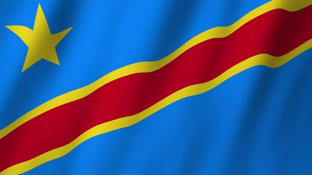 Democratic Republic of the Congo Flag. National 3d Democratic Republic of the Congo flag waving. Flag of Democratic Republic of the Congo. 