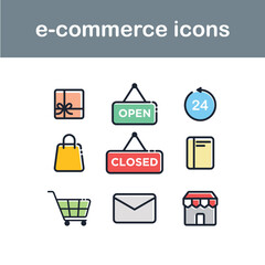 E-Commerce Icon Set Vector Download | Simple Minimalist Series