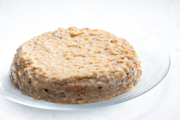 nut cake on the glass plate