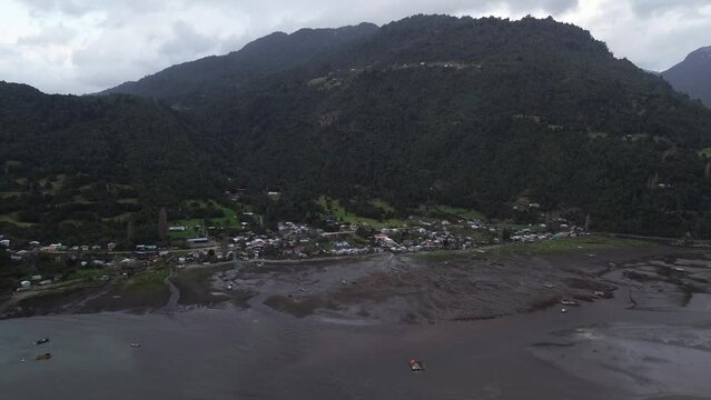 view of fjord and forests in the south of chile
