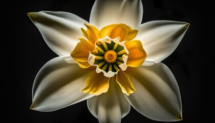 close-up of a white daffodil bud design illustration