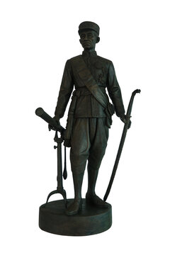 statue of King Mongkut Rama IV of Thailand isolated on white background. 