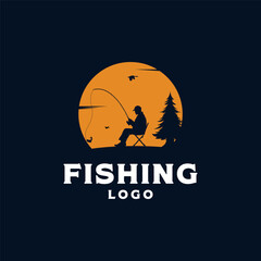 fishing logo design template illustration sport fishing logo