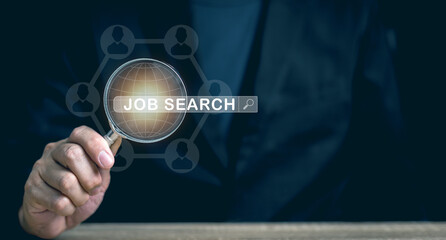 Job search concept. Search for job vacancies via the internet, websites, social networks, and...