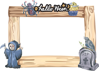 Halloween frame with wooden.