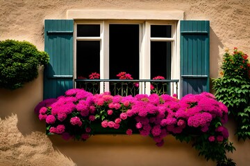 Fototapeta na wymiar flowers in the front of window