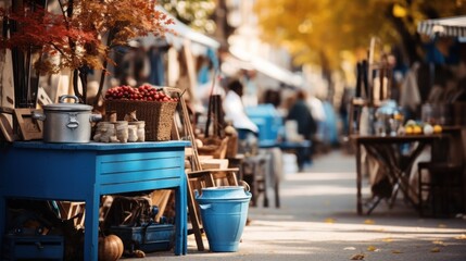 Autumn sale, outdoor city market.