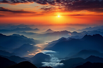 Obraz premium Majestic Sunrise Blanketing the Mountains