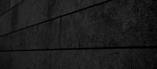 Poster Wandfliesen an der Fassade eines Hauses in Schwarz und Anthrazit, Textur und Hintergrund, die Fliesen sind rechteckig, Abstrakter Hintergrund © Zeitgugga6897