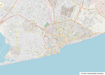 Fototapeta na wymiar Map of Accra, capital of Ghana