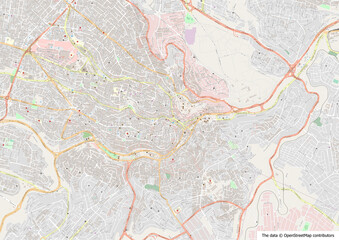Map of Amman, capital of Jordan