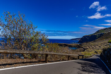 Winding narrow dangerous roads in the Canary Islands