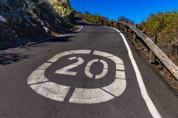 Winding narrow dangerous roads in the Canary Islands