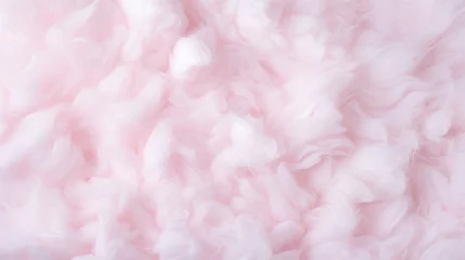 Fotobehang Colorful pink fluffy cotton candy background, soft color sweet candyfloss, abstract blurred dessert texture © BackgroundHolic