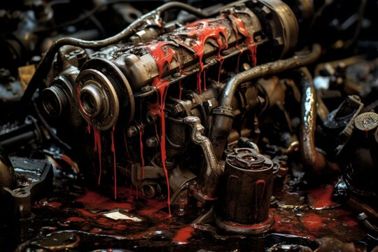 dark oil drained from engine. Generative AI