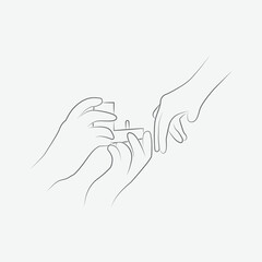 Obraz premium propose day line art romantic couple hand drawn illustration