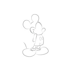 vector line art of micky mouse