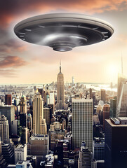 UFO on city skyline