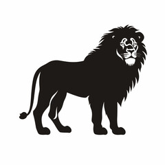 Lion black icon on white background. Lion silhouette