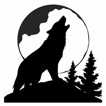 recommend clip art: Wolf black icon on white background. Wolf silhouette