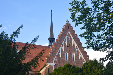Saint Petri church in Woerlitz, architecture detail facade and small tower