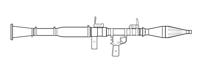 Vector illustration of soviet anti-tank grenade launcher RPG-7, ready to fire. Right side.