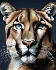Majestic Puma: Close-Up Portrait of a Powerful Wild Cat. generative AI