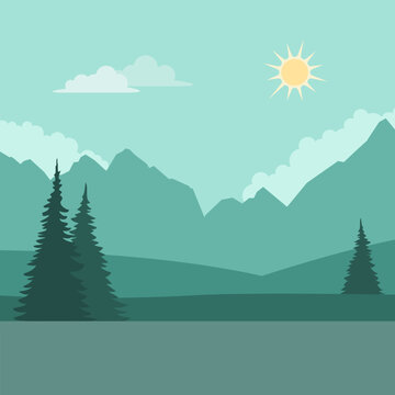 Mountains and wild forest background