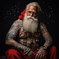 Poster Heavily tattooed Santa Claus, cool, gloomy, portrait. portrait. © A LOT ABOUT EVERYTHI