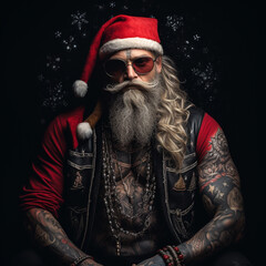 Heavily tattooed Santa Claus, cool, gloomy, portrait. portrait. © LUKIN IGOR 