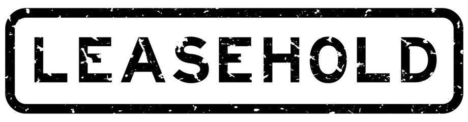 Grunge black leasehold word square rubber seal stamp on white background