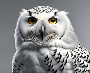 Majestic Snowy Owl: Close-Up Portrait of a Snow-White Beauty. generative AI